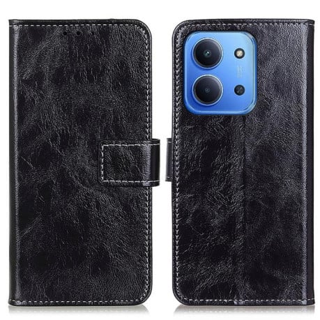 Чехол-книжка Magnetic Retro Crazy Horse Texture на Xiaomi Redmi 15C 5G/4G EU 173mm/Poco C85 5G - черный