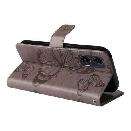 Чехол-книжка Embossed Butterfly для Motorola Moto G35 - серый