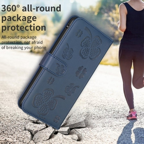 Чохол-книжка Four-leaf Clasp Embossed на Xiaomi Redmi Note 14 5G/Poco M7 Pro 5G - синій