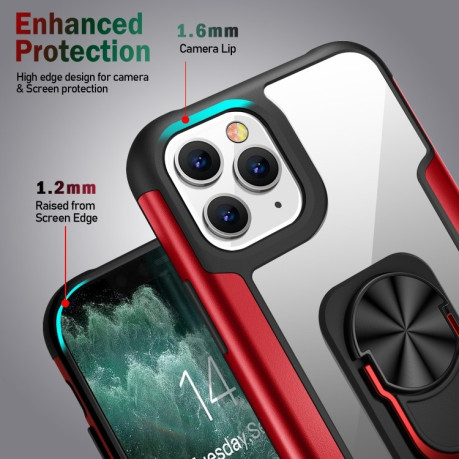 Противоударный чехол Iron Man with Ring Holder для iPhone 11 Pro Max - красный