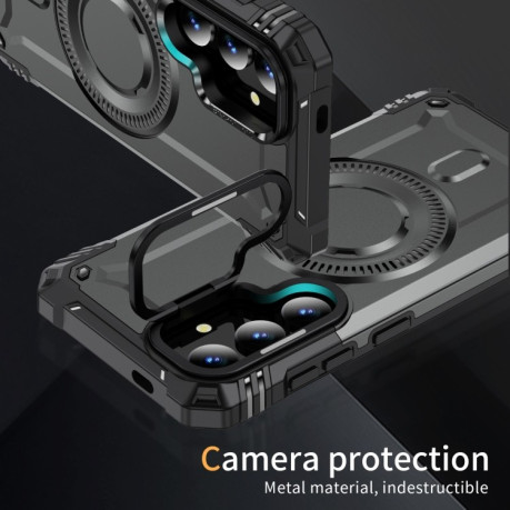 Протиударний чохол MagSafe Lens Holder PC Hybrid TPU  для Samsung Galaxy S25+ 5G - сірий