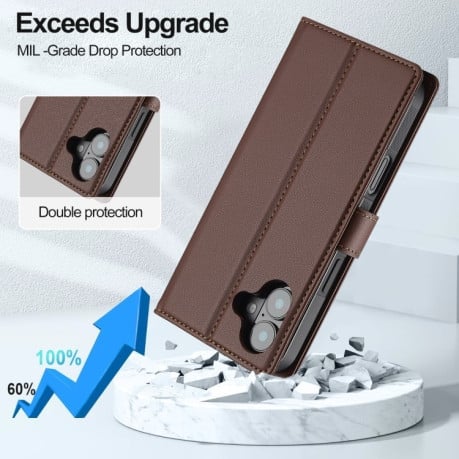 Чохол-книжка LCIMEEKE L2 Series Detachable Magsafe для iPhone 16 - коричневий
