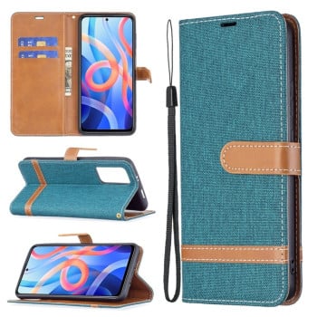 Чохол-книжка Color Matching Denim Texture на Xiaomi Redmi Note 11 / Poco M4 Pro 5G - зелений