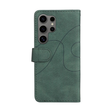 Чехол-книжка CaseNeo Splicing Dual Magnetic Buckle Leather для Samsung Galaxy S25 Ultra 5G - зеленый