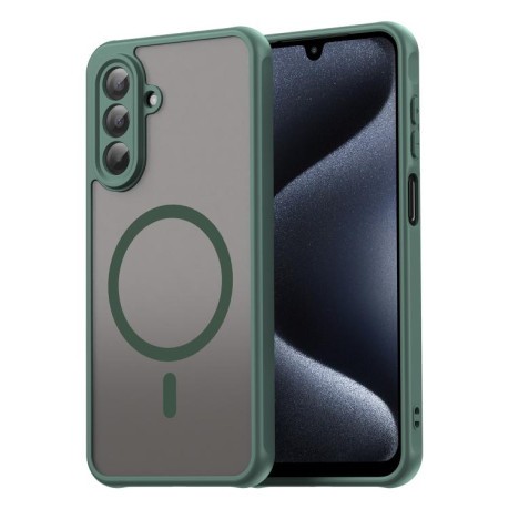 Противоударный чехол Fan Dun Series TPU Hybrid PC Frosted Magsafe для Samsung Galaxy A17 5G - зеленый