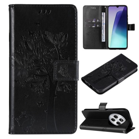 Чохол-книжка Happy Cat Pattern для Xiaomi Redmi 14C 4G/Poco C75/Redmi A4 5G - чорний