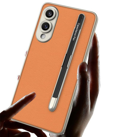 Протиударний чохол GKK Metal Paint Skin Feel Leather with Pen для Samsung Galaxy S25 Edge 5G - чорний