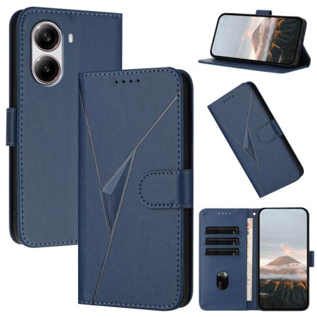 Чехол-книжка Triangle Pattern Buckle Clasp Leather на Xiaomi Poco X7 Pro - синий