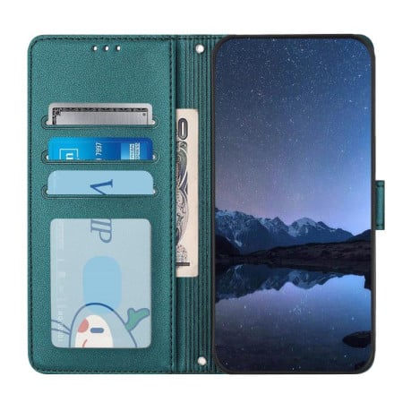 Чехол-книжка Cat Embossing Pattern на Xiaomi 15T Pro 5G - Green
