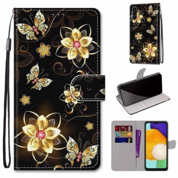 Чехол-книжка Coloured Drawing Cross для Samsung Galaxy A04s/A13 5G - Gold Diamond Butterfly