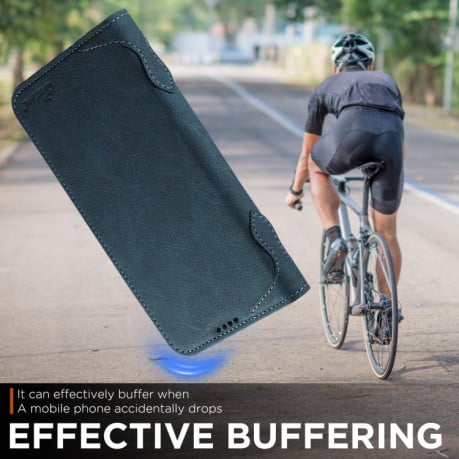 Чехол-книжка SUTENI J07 Multifunctional с Magsafe и магнитным хлястиком на iPhone 17 - синий