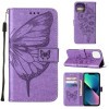 Чехол-книжка Embossed Butterfly для iPhone 14 - светло-фиолетовый