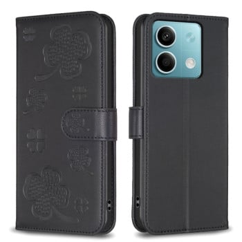 Чехол-книжка Four-leaf Clasp Embossed на Xiaomi Redmi Note 13 4G Global - черный