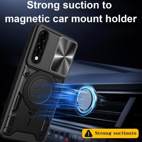 Чохол із шторкою камери CD фактурою та підставкою на OnePlus Ace 5 Ultra/Nord 5 - фіолетовий