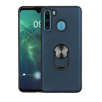 Противоударный чехол-подставка HMC Ring Color на Samsung Galaxy A21- темно-синий