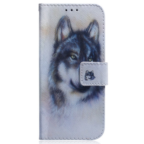 Чехол-книжка Coloured Drawing для OPPO A17 - White Wolf