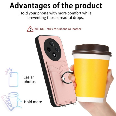 Противоударный чехол R20 Ring Card Holder для OPPO A3 Pro 5G - розовый