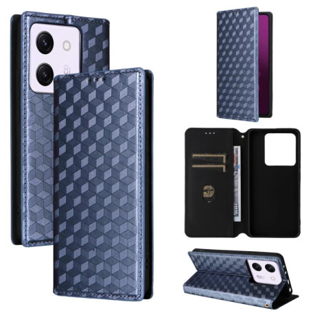 Чохол-книжка Cubic Grid Flip Leather для Xiaomi Poco M7 Pro 5G - синій