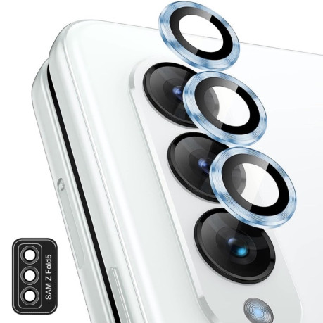 Защитное стекло на камеру ENKAY Aluminium для Samsung Galaxy Fold 5 - синее
