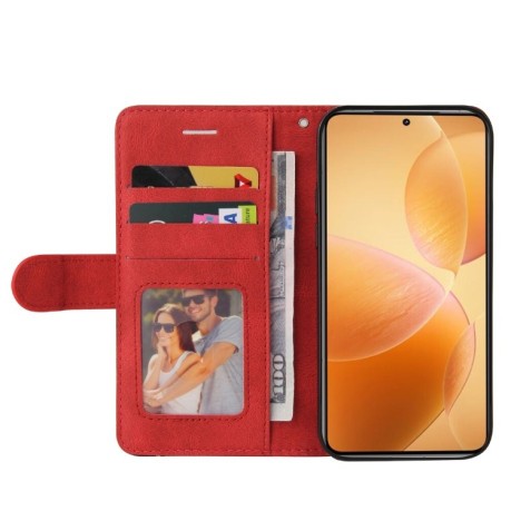 Чохол-книжка Dual-color Splicing Flip Leather для Xiaomi 14T Pro - червоний