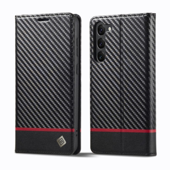 Чехол-книжка LC.IMEEKE Carbon Fiber для Samsung Galaxy S24 5G - Black