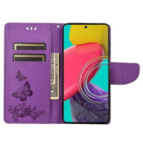 Чохол-книга Floral Butterfly для Samsung Galaxy M53 5G - фіолетовий