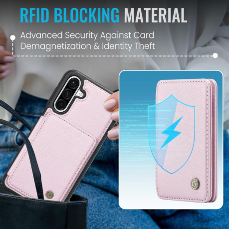 Чехол JEEHOOD J05 Business Magnetic Style RFID Leather для Samsung Galaxy A36 - розовый