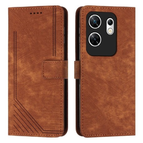 Чехол-книжка Skin Feel Stripe Pattern для Infinix Zero 30 4G - коричневый