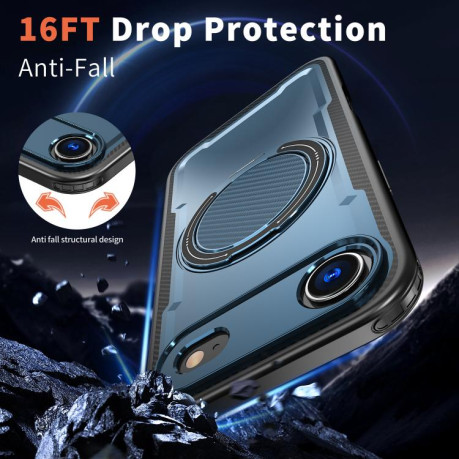 Противоударный чехол Metal 360 Degree Rotation Holder MagSafe на iPhone Air - синий