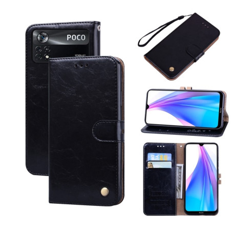 Чехол-книжка Oil Wax Texture для Xiaomi Poco X4 Pro 5G - черный