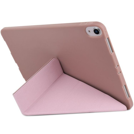 Чехол- книжка Solid Color Trid-fold + Deformation Viewing Stand на iPad Pro 11/2018/Air 10.9 2020- розовое золото