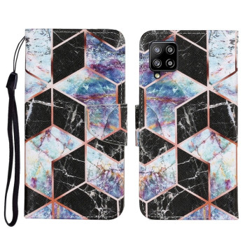 Чехол-книжка Coloured Drawing Pattern для Samsung Galaxy M32/A22 4G - Black Marble