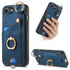 Чехол Retro Skin-feel Ring Card Bag для iPhone 17e/16e - синий