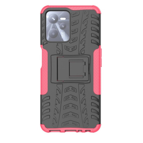Противоударный чехол Tire Texture на Realme C35 - розовый