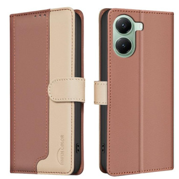 Чохол-книжка Color Matching RFID Anti-theft Leather для Xiaomi Poco X7 Pro - коричневий