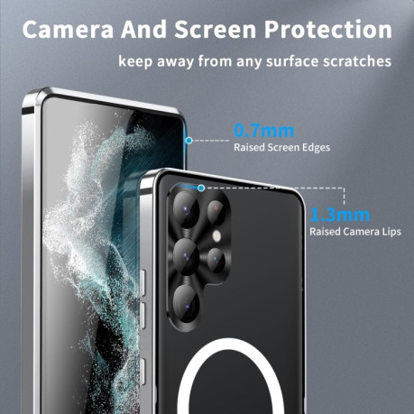 Противоударный чехол Frosted Meta (MagSafe) для Samsung Galaxy S23 Ultra 5G - серебристый