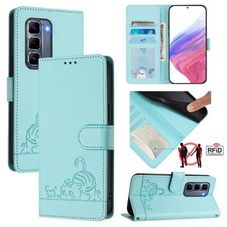 Чохол-книжка Cat Embossing Pattern на Infinix Hot 50 Pro+ 4G - зелений