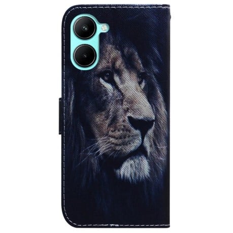 Чехол-книжка Coloured Drawing для Realme C33 - Lion