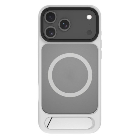 Противоударный чехол Kalebol MagSafe Invisible Tilt Holder PC Hybrid TPU для iPhone 17 Pro - белый