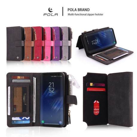 Кожаный чехол-кошелек Pola Multifunctional Full Protection на Samsung Galaxy S8 Plus - черный
