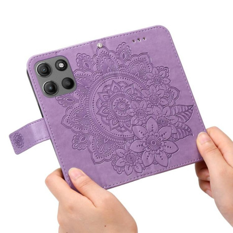 Чохол-книжка 7-petal Flowers Embossing для Motorola Moto G15/G15 Power - фіолетовий