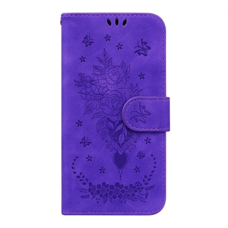 Чехол-книжка Butterfly Rose Embossed на Samsung Galaxy M53 5G - фиолетовый