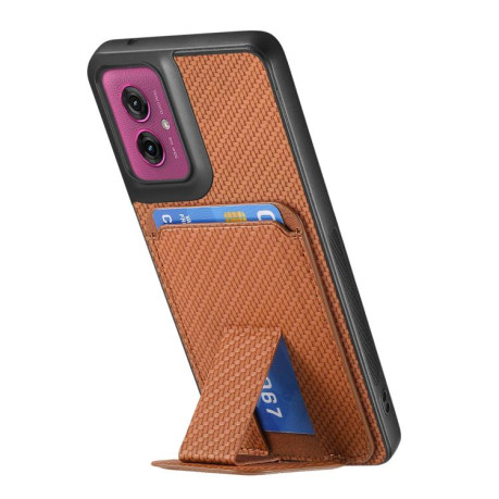 Протиударний чохол Carbon Fiber Card Bag для Motorola Moto G55 - коричневий