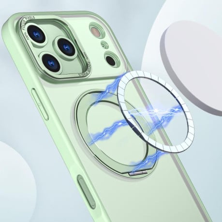 Чехол kalebol с MagSafe и подставкой 360 Metal Ring Holder на iPhone 17 Pro - зеленый
