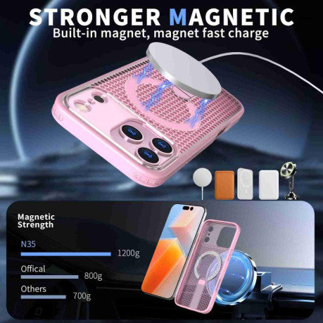 Чохол kalebol Honeycomb Cooling з MagSafe та підставкою на iPhone 17 Pro Max - рожевий