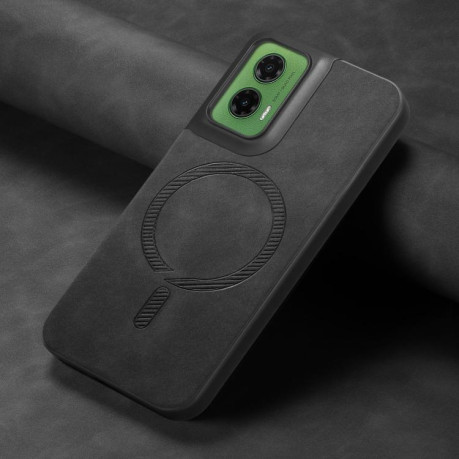 Чехол Retro MagSafe Magnetic PU на Motorola Moto G35 - черный