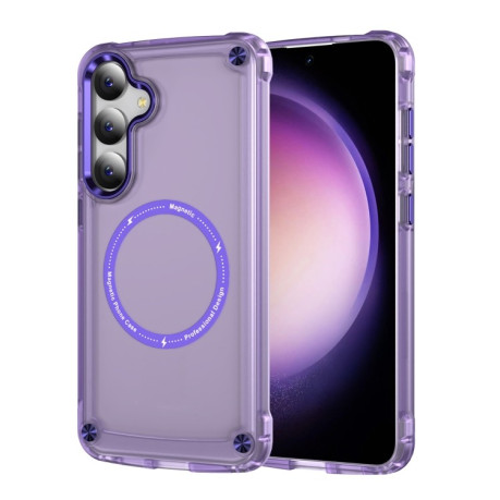 Протиударний чохол Skin Feel TPU + PC MagSafe Magnetic для Samsung Galaxy S25 5G - прозоро-фіолетовий