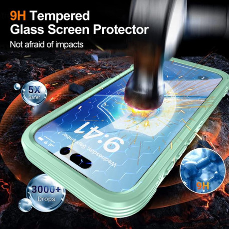 Двосторонний противоударный чехол Life Waterproof MagSafe Magnetic Rugged для iPhone 17 - зеленый