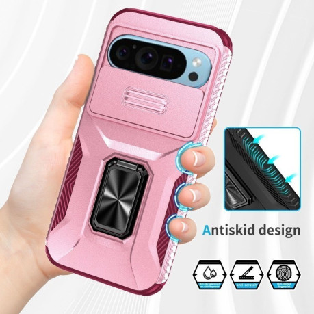 Протиударний чохол Sliding Camshield для Google Pixel 10/10 Pro/9/9 Pro - рожево-червоний