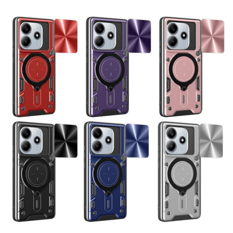 Противоударный чехол CD Texture Sliding Camshield Magnetic Holder на Xiaomi Redmi Note 14 5G/Poco M7 Pro 5G - красный